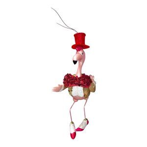 Vintage Dancing With Stars Fred Astaire Liberace Pink Flamingo Ornament Glitter